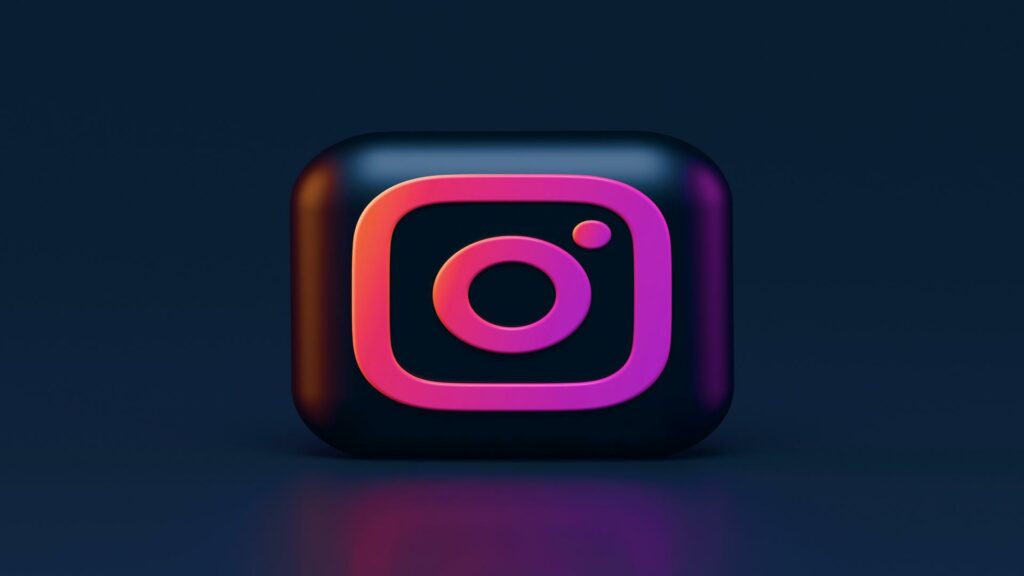 3D Instagram logo on a dark background