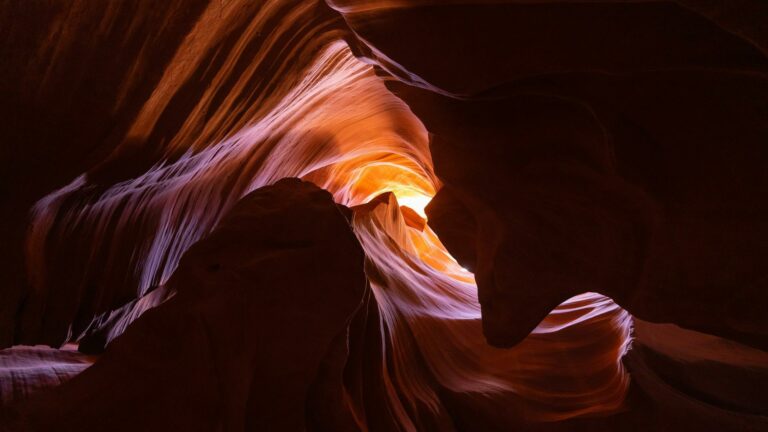 Sunlight illuminating the curves of Antelope Canyon