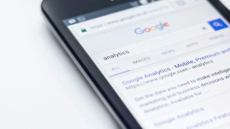 Mobile search results displaying analytics for website content strategy