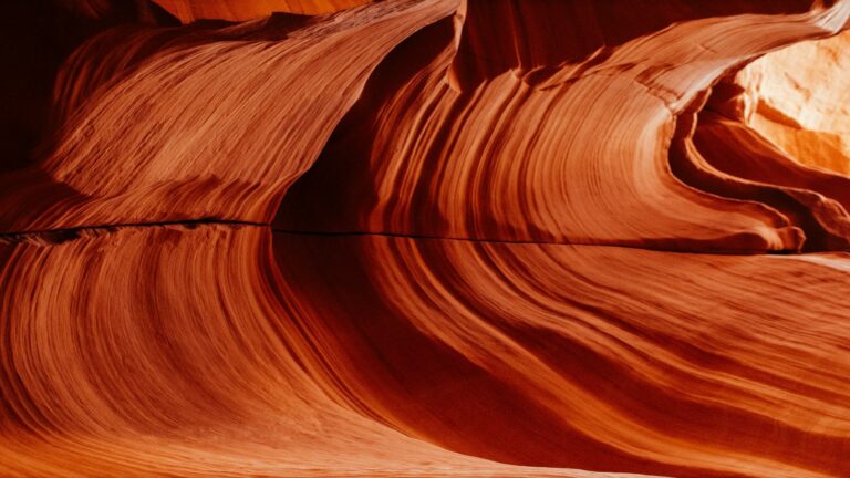 Close-up view of swirling sandstone formations