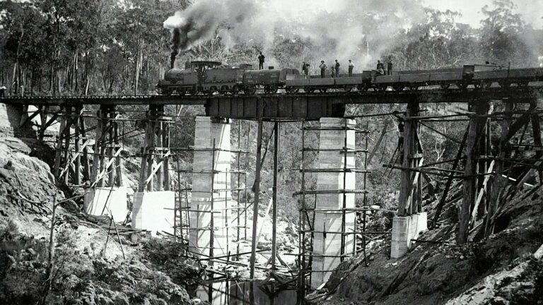 Historic railway bridge construction showcasing effective website layouts metaphor.