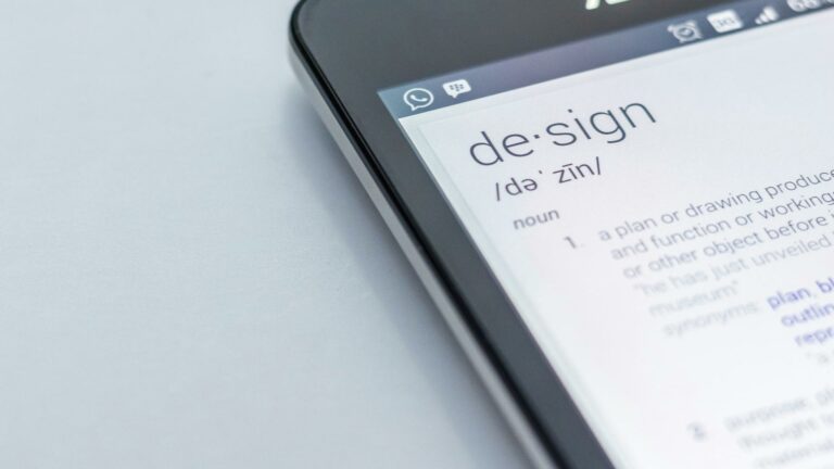 Definition of design displayed on a smartphone screen, representing effective landing pages