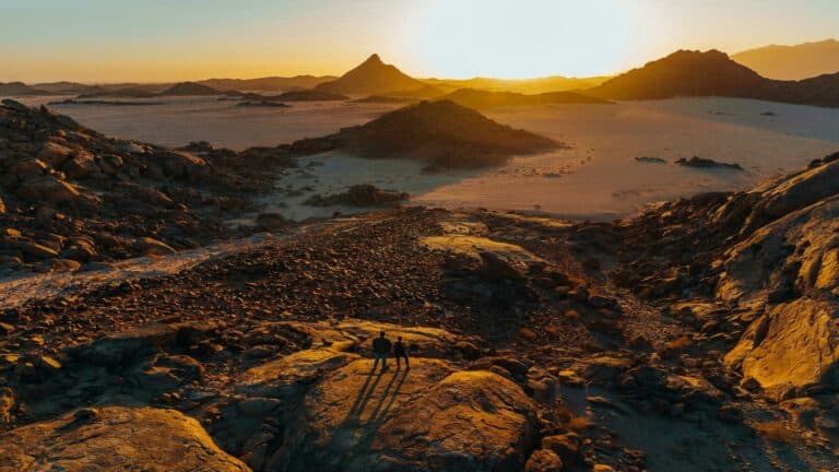 Local SEO techniques in a scenic desert setting with two people overlooking the landscape