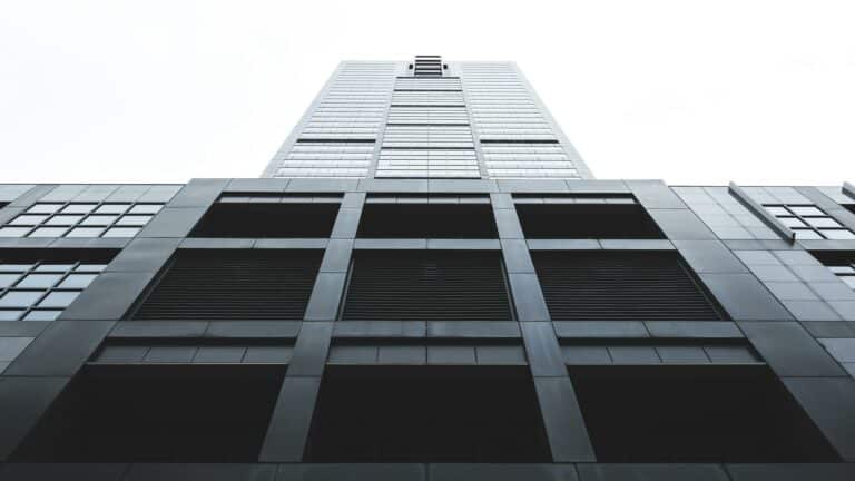 Low-angle view of a modern skyscraper