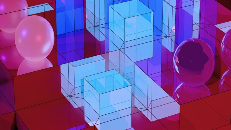 Abstract design showcasing Local SEO strategies with cubes and spheres in vibrant colors