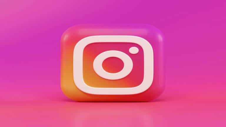 Instagram logo on a vibrant pink background representing content marketing ideas